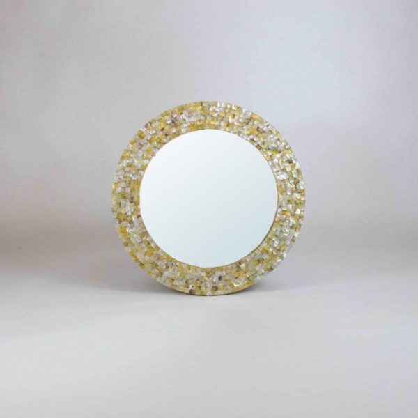 Round Mirror in Golden Mother of Pearl